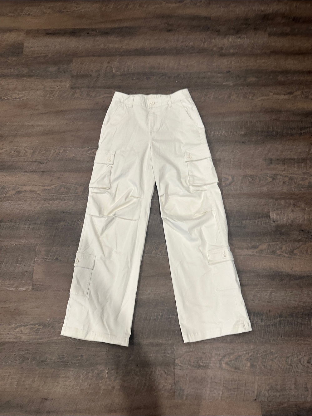 White Wide Leg Cargo Pants